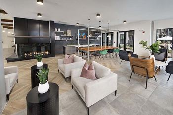 Resident lounge with demonstration kitchen